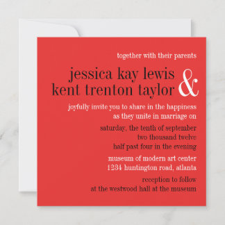 Invitación Tipografía negra pasional boda pareja moderna