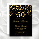 Invitación Tipografía Negra Y Oro 50 años<br><div class="desc">Typografía moderna de color y oro invita a los 50 años</div>