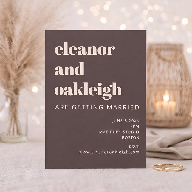 Invitación Tipografía Negrita Cálida Marrón Boda Moderna (Subido por el creador)