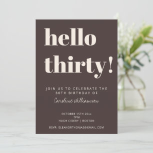 Invitación Tipografía Negrita Fiesta de Cumpleaños 30 Moderno