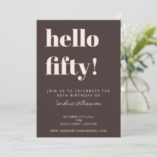 Invitación Tipografía Negrita Fiesta de Cumpleaños 50 Moderno