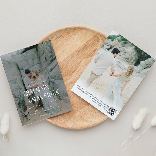 Invitación Tipografía negrita Foto Boda de código QR (Subido por el creador)