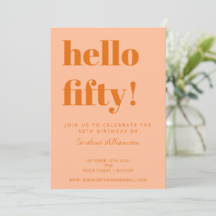 Invitación Tipografía Negrita Melocotón Naranja Moderno Cumpl