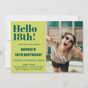 Invitación Tipografía Negrita Moderna Fiesta de Cumpleaños 18