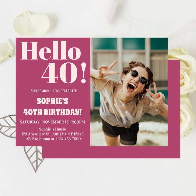 Invitación Tipografía Negrita Moderna Fiesta de Cumpleaños 40 (Subido por el creador)
