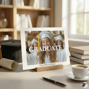 Invitación Tipografía Negrita Moderna Foto Clase Graduada de 