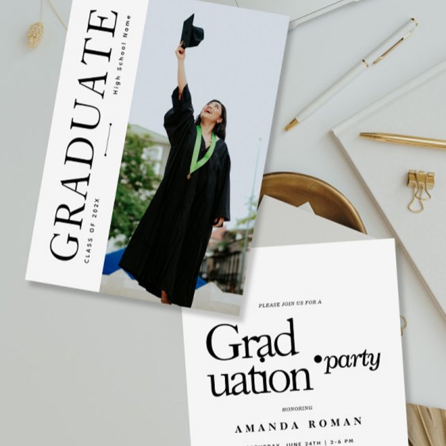 Invitación Tipografía Negrita Moderna Graduación (Subido por el creador)