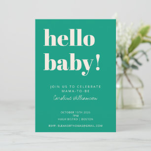 Invitación Tipografía Negrita Moderna Verde Primavera Baby Sh