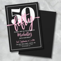 Tipografía Negrita Rosa Moderno Cumpleaños 50