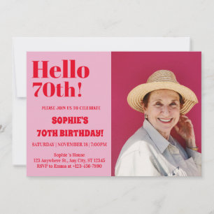Invitación Tipografía Negrita Rosa Moderno Setenta 70 Cumplea