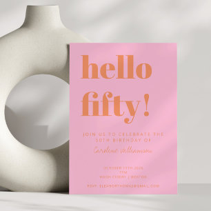 Invitación Tipografía Negrita Rosa Naranja Moderno Cumpleaños