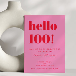 Invitación Tipografía Negrita Rosa Rojo Moderno Cumpleaños 10
