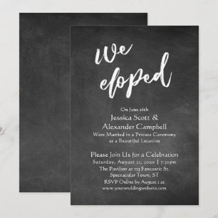 Invitación Tipografía Nos Fugamos en Pizarra, Celebración