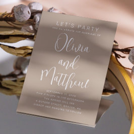 Invitación Tipografía pastel taupe pálido para boda con QR