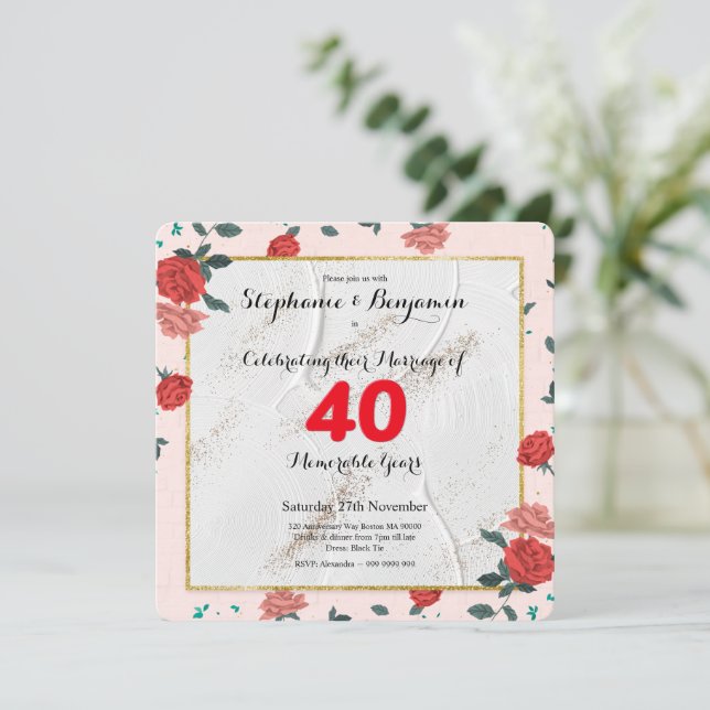 Invitación Tipografía personalizada para aniversario de bodas (Anverso de pie)