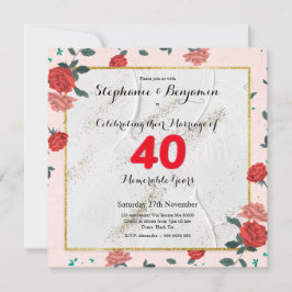 Invitación Tipografía Personalizado del 40° Aniversario de Ru