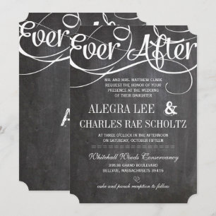 Invitación Tipografía Pizarra de Tiza Rústica Ever After Piza