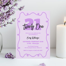 Invitación Tipografía púrpura Moda simple Fiesta de cumpleaño