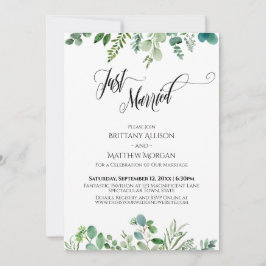 Invitación Tipografía Recién Casados Eucalipto Verde