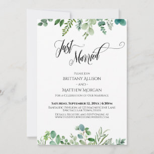 Invitación Tipografía Recién Casados Eucalipto Verde