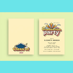 Invitación Tipografía Retro Amarilla Fiesta Colorida de Gradu