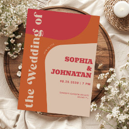 Invitación Tipografía retro audaz y colorida para boda