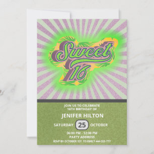 Invitación Tipografía retro divertida de Guay dulce 16