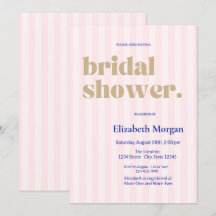 Tipografía retro Ducha de novia rayada rosa