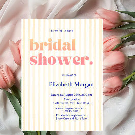 Invitación Tipografía retro Ducha nupcial a rayas