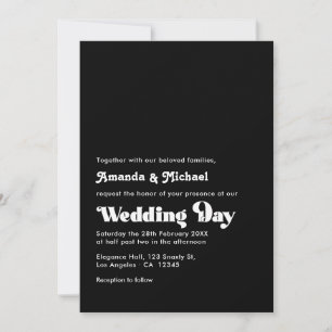 Invitación Tipografía Retro en Blanco y Negro Atemporal para 
