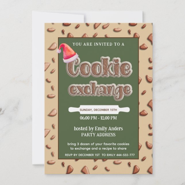 Invitación Tipografía retro fiesta de intercambio de cookies (Anverso)