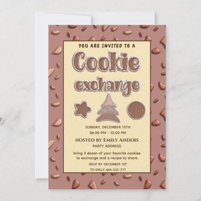 Invitación Tipografía retro fiesta de intercambio de cookies (Anverso)