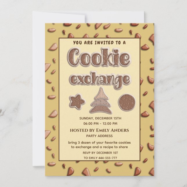 Invitación Tipografía retro fiesta de intercambio de cookies (Anverso)