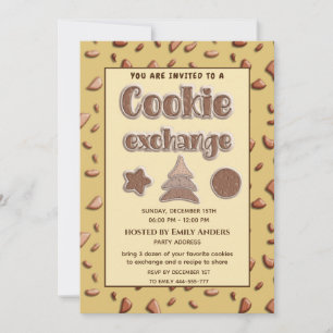 Invitación Tipografía retro fiesta de intercambio de cookies