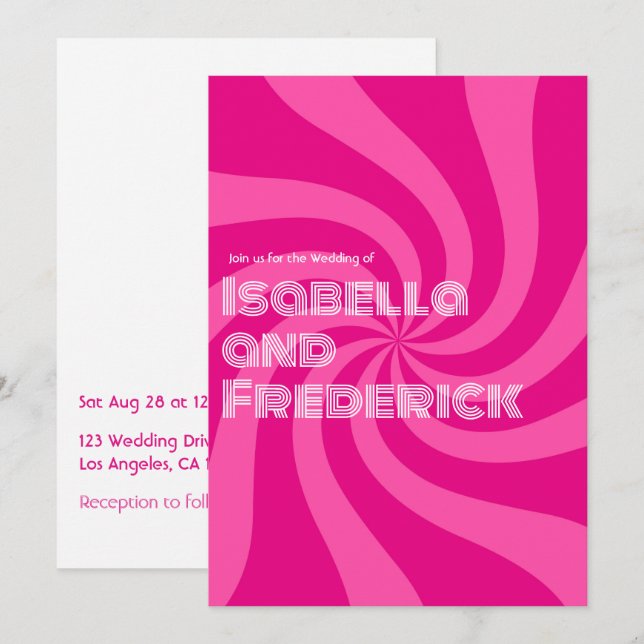 Invitación Tipografía Retro Groovy Boda (Anverso / Reverso)