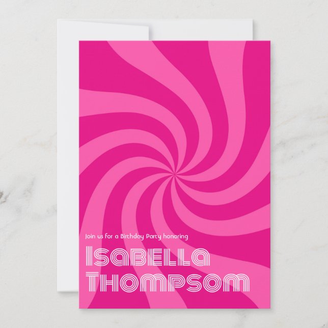 Invitación Tipografía Retro Groovy Fiesta de Cumpleaños (Anverso)
