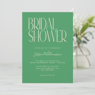 Invitación Tipografía retro Kelly Green Trendy Bridal