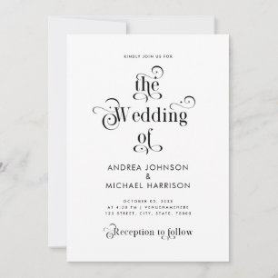 Invitación Tipografía Retro Limpia Código QR Todo en Uno Blan