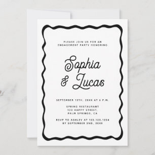 Invitación Tipografía Retro Negra Y Blanca Fiesta De Compromi