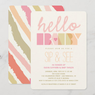 Invitación Tipografía Rosa Chica Sorbo y Ver Hola Fiesta de B