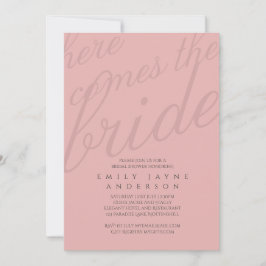 Invitación Tipografía rosa Dusky Ducha Bridal Moderno Mínimo