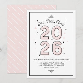 Invitación Tipografía rosa moderna 2022 Fiesta de Nochevieja
