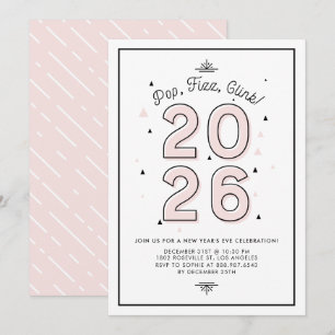 Invitación Tipografía rosa moderna 2022 Fiesta de Nochevieja