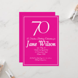 Invitación Tipografía Rosa Negrita 70 y Cumpleaños Fabuloso