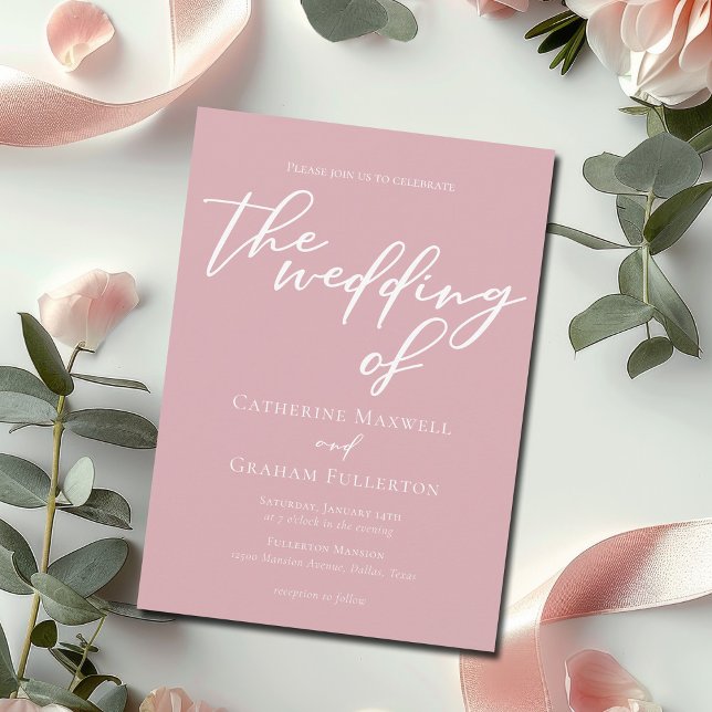 Invitación Tipografía rosa Rosa turbia Boda femenino (Subido por el creador)