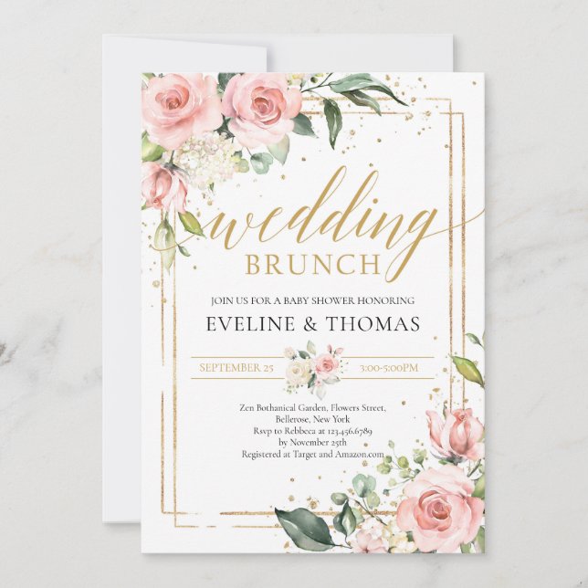 Invitación Tipografía rusa moderna boda de oro rosa (Anverso)