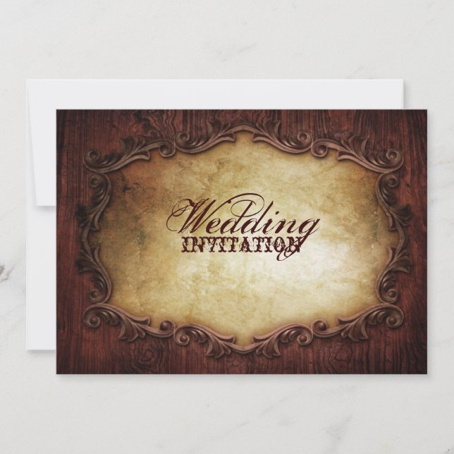 Invitación tipografía rústica antigua boda rural occidental (Anverso)