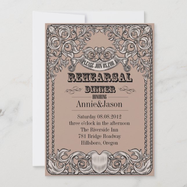 Invitación tipografía rústica boda campestre western (Anverso)