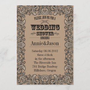 Invitación tipografía rústica boda western campestre