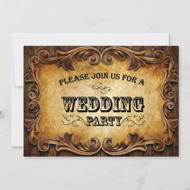 Invitación tipografía rústica boda western campestre (Anverso)